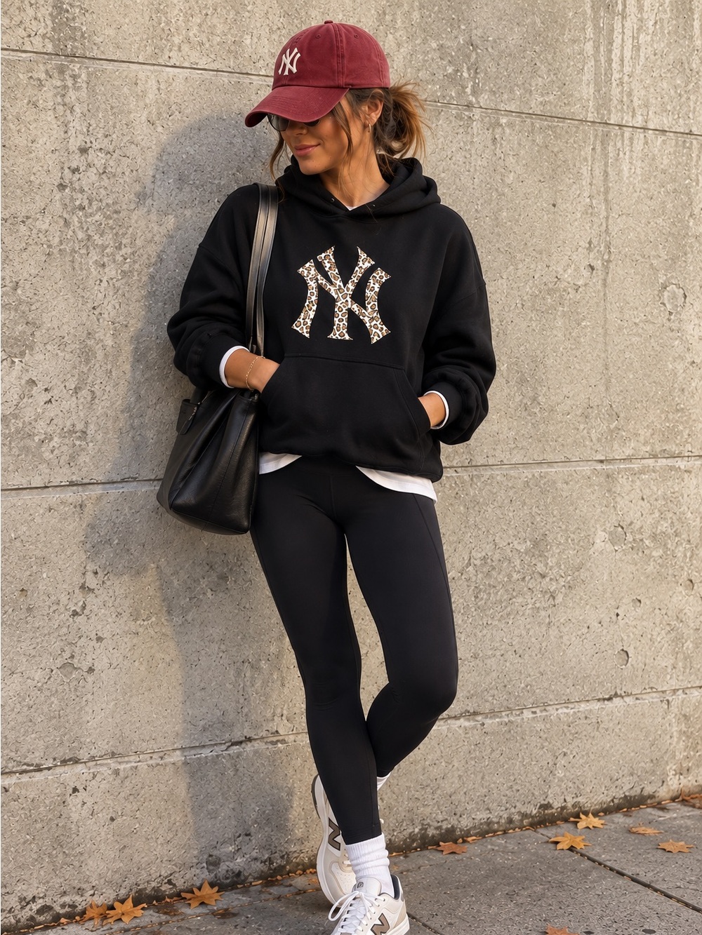 Black Hoodie with Leopard NY Logo